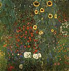 Gustav Klimt Famous Paintings - Country Garden with Sunflowers